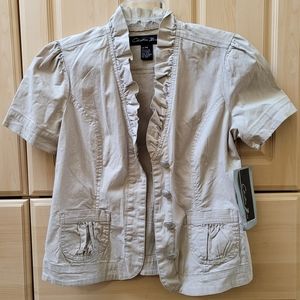 NWOT Christiana Zinn Blazer Jacket Short Sleeved Petite Tan Small
